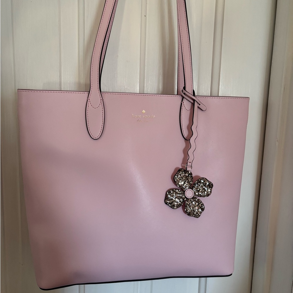 Kate Spade Light Baby Pink Tote with Floral Charm